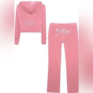 Juicy Couture 1 Rose & 1 Black Velour Tracksuit Both Size Large
